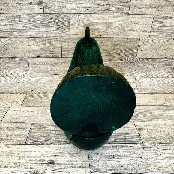 Hand Carved Hand Painted 2 Piece Green Wooden Rooster Trinket Box - Picture 3 of 11